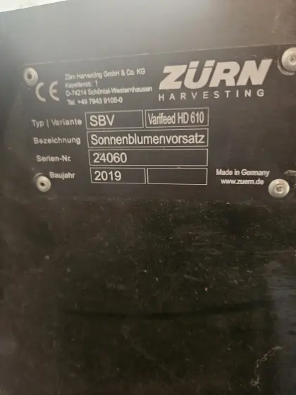 Sonnenblumenvorsatz Vanfeed HD 610