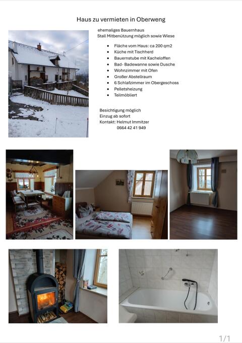 Haus zu vermieten in Oberweng