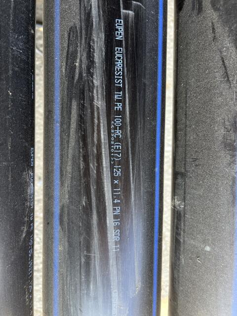 PE Druckwasserrohre ca. 90 m Durchmesser 125 mm x 11,4 mm Wand
