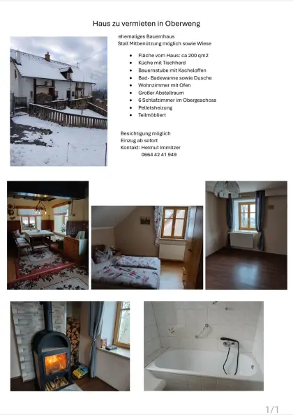 Haus zu vermieten in Oberweng