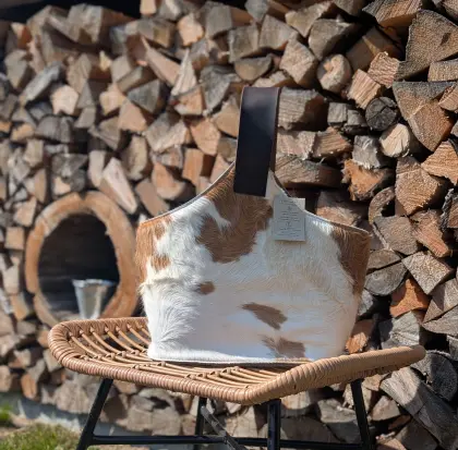 Kuhfell, Leder, Filz: Kaminholz Tasche