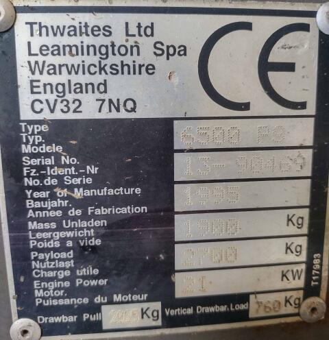 Dumper Thwaites 6.500PS