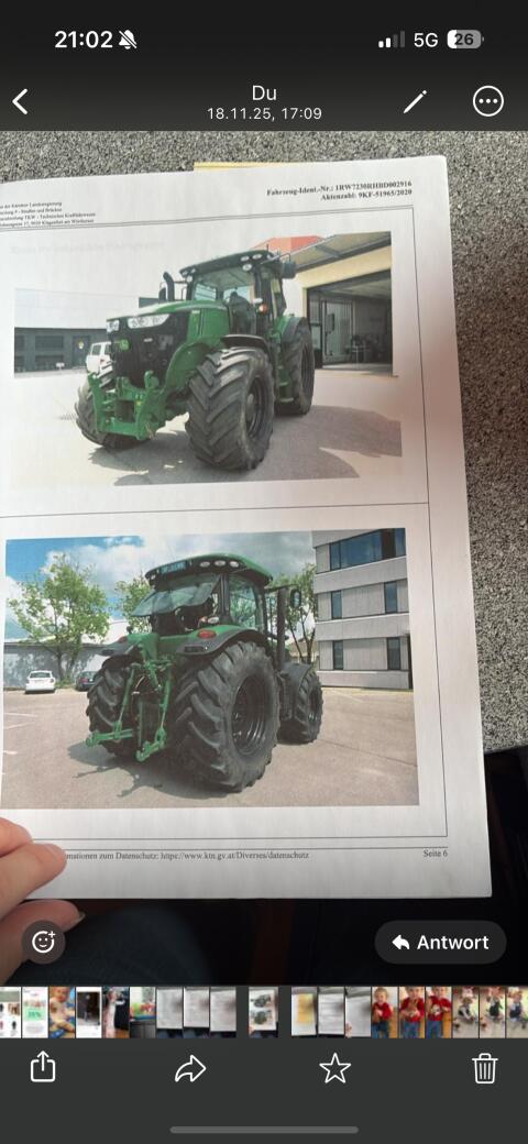 John Deere 7260R Bj. 2012 Angebot bis 10. April