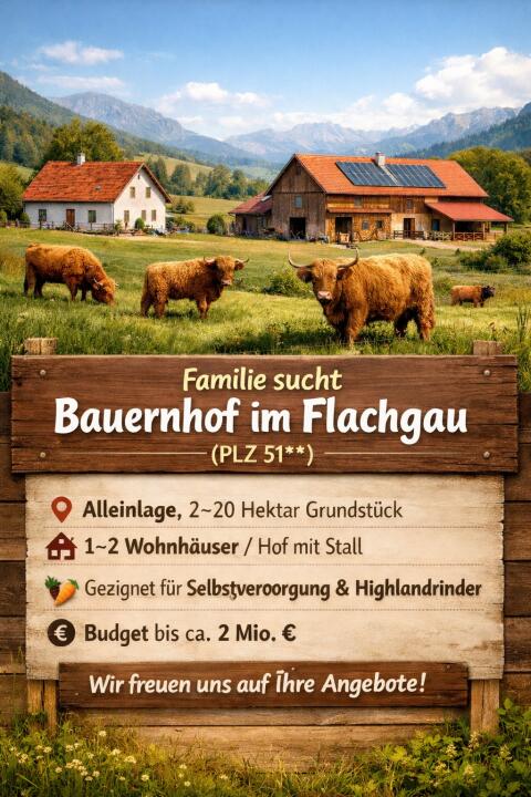 Suche Bauernhof, landwirtschaftliche Liegenschaft (Flachgau)