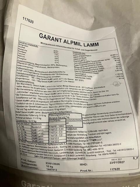 Lämmermilch Alpmil Schaf Alleinfuttermittel