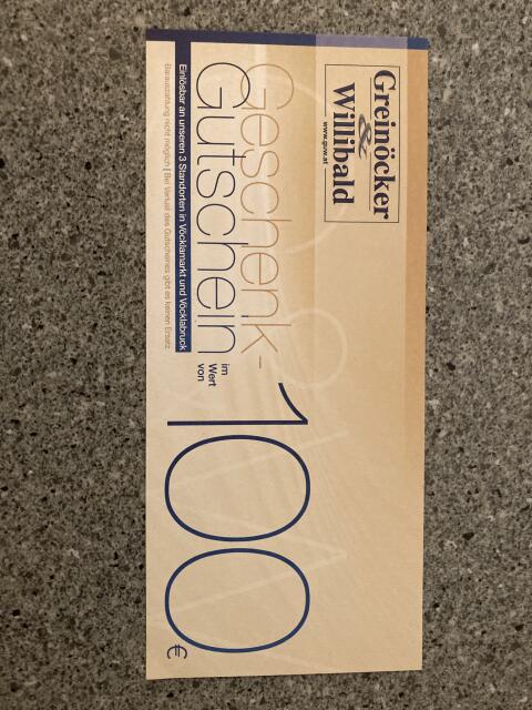 € 100,- Greinöcker & Willibald Gutschein