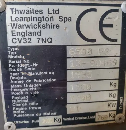 Dumper Thwaites 6.500PS