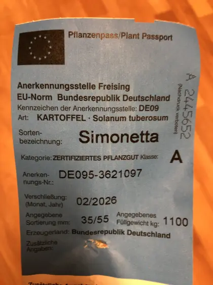 Simonetta Pflanzkartoffel Original Saatgut 2026