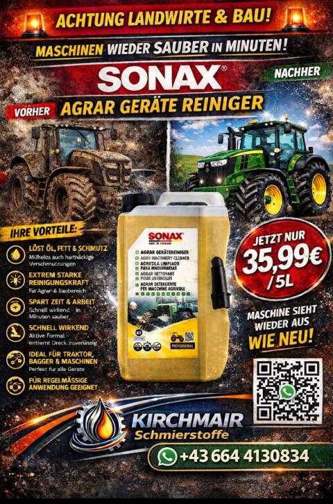 SONAX Agrar Geräte Reiniger – kraftvoll & effektiv – lagernd