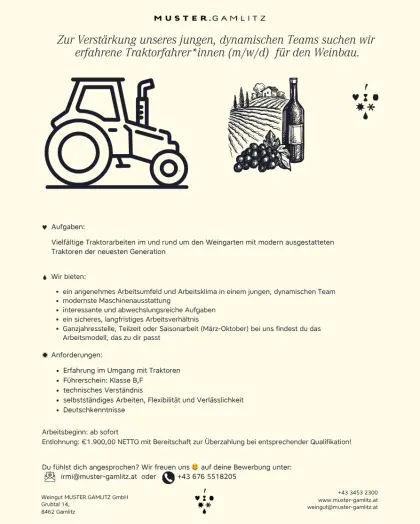 Traktorfahrer Weinbaubetrieb