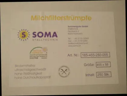Milchfilterstrümpfe 1.000 Stk., 455 x 58 mm
