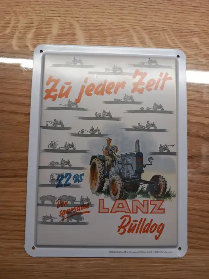 Lanz Bulldog Blechschild 15 x 20 cm