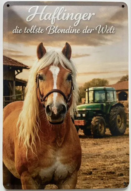 Blechschild 30 x 20 cm Haflinger die schönste Blondine