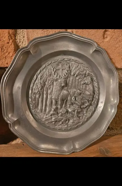 Zinnteller Wandteller Deko Antik Jagd