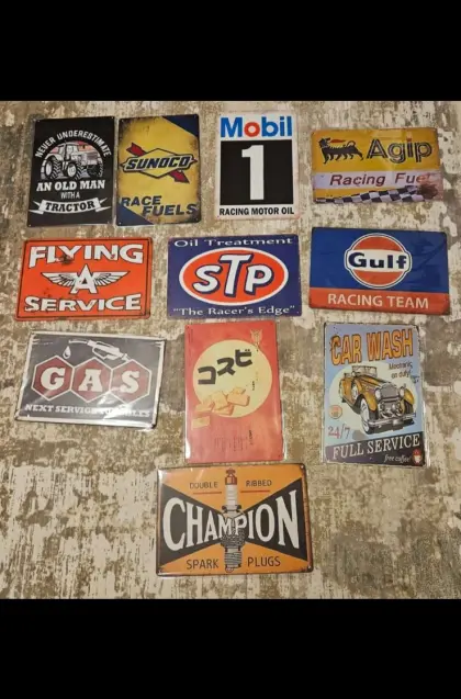 Blechschilder Garage Deko Werbung Konvolut Kein Email