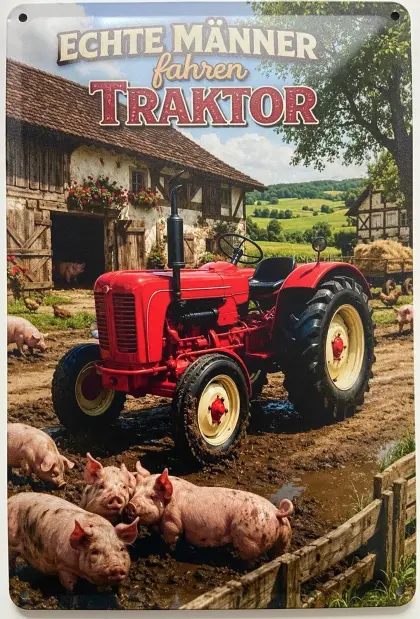 Echte Männer fahren Traktor Blechschild 40x30cm