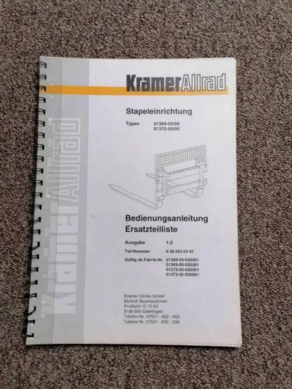 Kramer, Bedienungsanleitung, Ersatzteile
