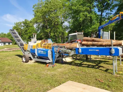 Brennholzerzeugung und Langholzspalten mit Kegelspalter Binderberger SSP 450
