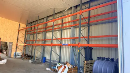 Dexion Schwerlast-Palettenregal, 14 m, 5 m hoch, komplett, Speedclick System