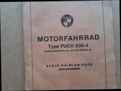 Puch X50-4 Typenschein Silver Speed 4K Papiere, Puch X50-4