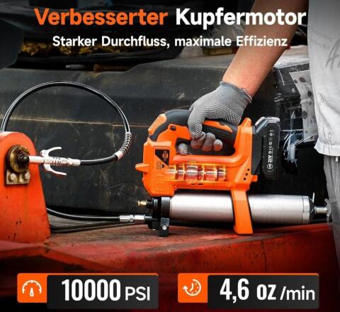 Akkufettpresse 450 Bar mit 6 Fettkartuschen