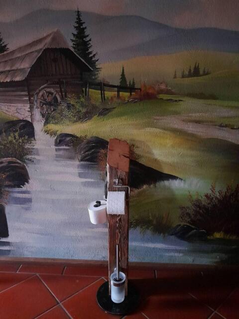 WC-Set, neu, WC-Ständer aus Altholz, WC-Garnitur