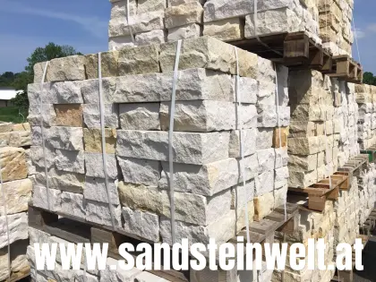Mauersteine, 2 Seiten gesägt, Sandstein, Naturstein