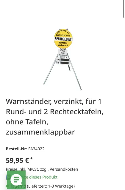 Warnschilder, Warnständer Forstarbeit