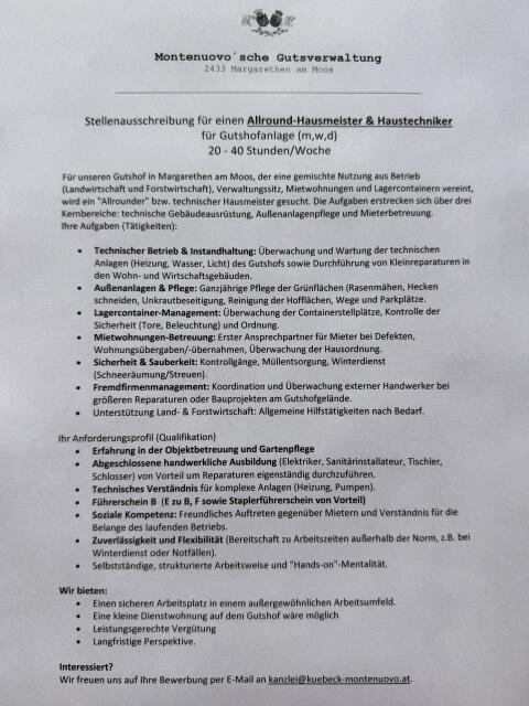 Allround-Hausmeister, Haustechniker gesucht (20 bis 40 Bstd./W)