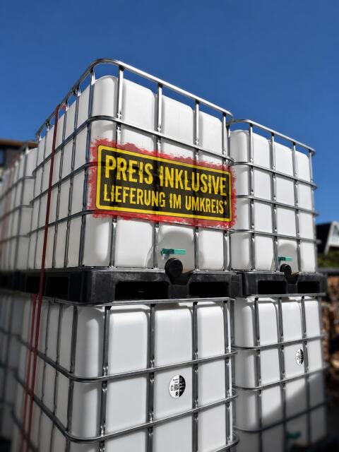 1.000 l IBC-Container, inkl. Lieferung, natur auf Kunststoffpalette