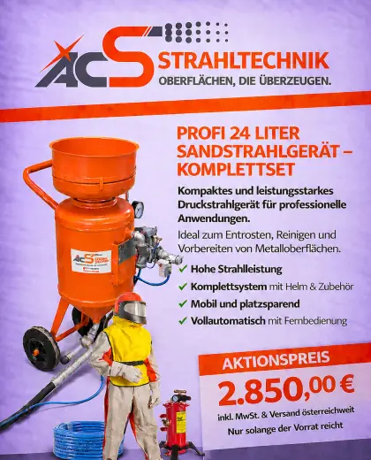 Druckstrahlgerät inkl. Schutzpaket zum Sandstrahlen