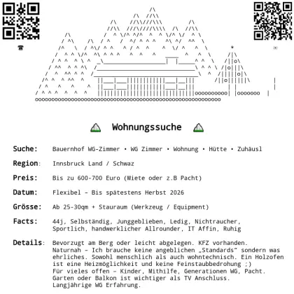 Bauernhof-WG-Zimmer, WG-Zimmer, Wohnung, Hütte, Zuhäusl