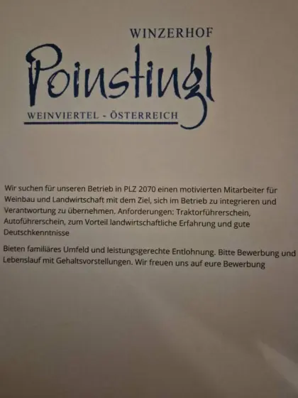 Mitarbeiter für Weinbau und Landwirtschaft