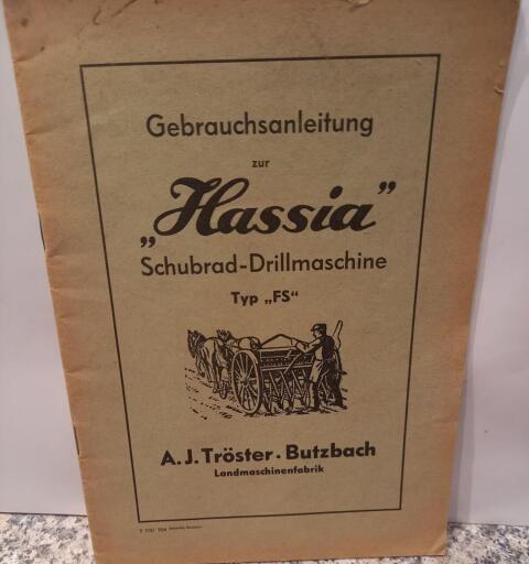 Gebrauchsanleitung Hassia Drillmaschine Typ FS