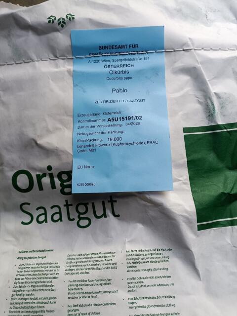 Kürbis-Saatgut Bio, Pablo