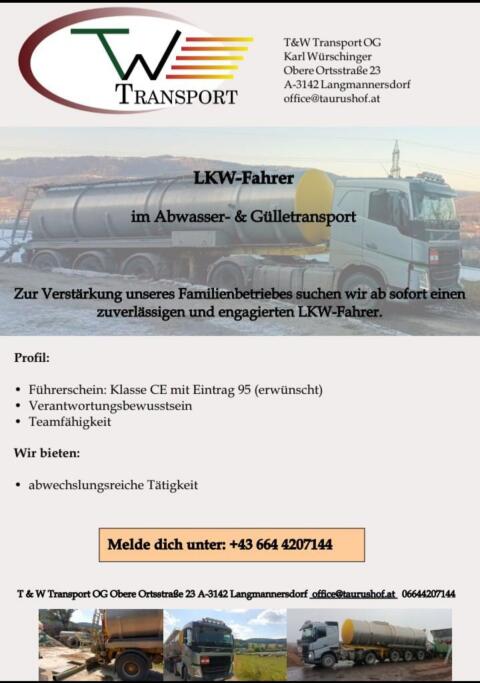 Mitarbeiter gesucht für LKW