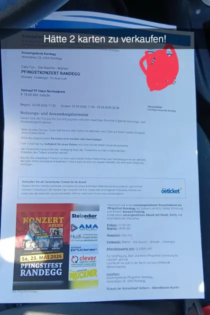 2 Karten für das Pfingstfest Randegg