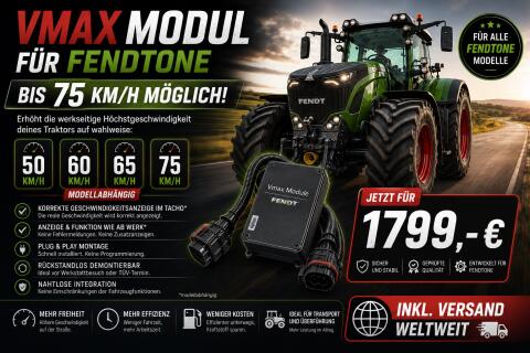 Fendt ONE Vmax-Modul Höchstgeschwindigkeit per Modul auf 65 km/h