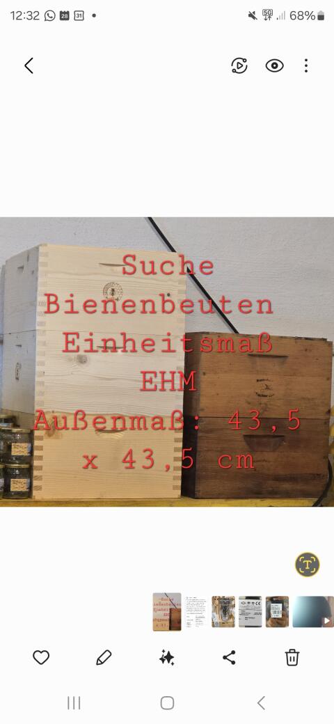 Suche Bienenbeuten Einheitsmaß EHM, 43,5 x 43,5 cm
