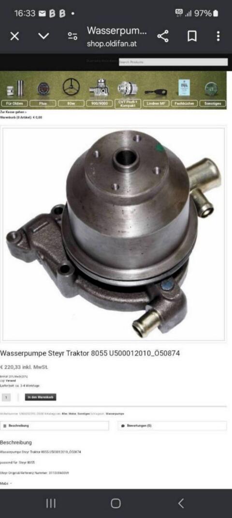 Steyr 8055 Wasserpumpe und Kühler
