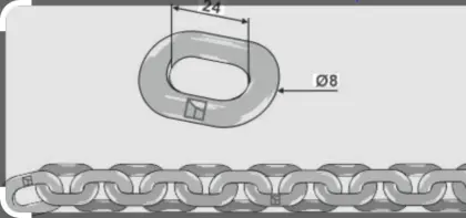 Kratzbodenkette 8 x 24 mm