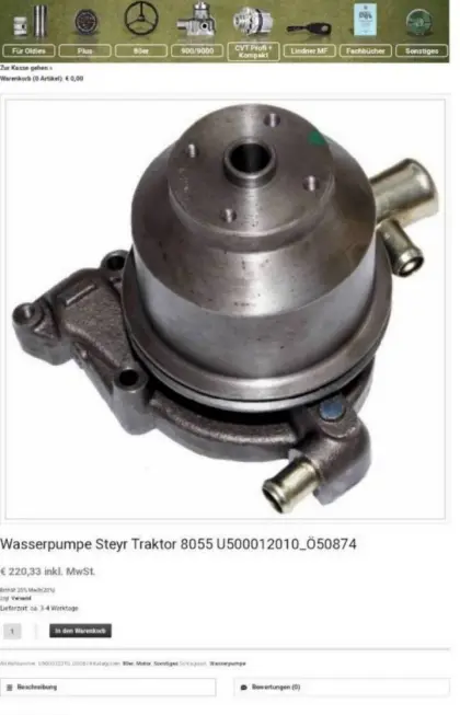 Steyr 8055 Wasserpumpe und Kühler