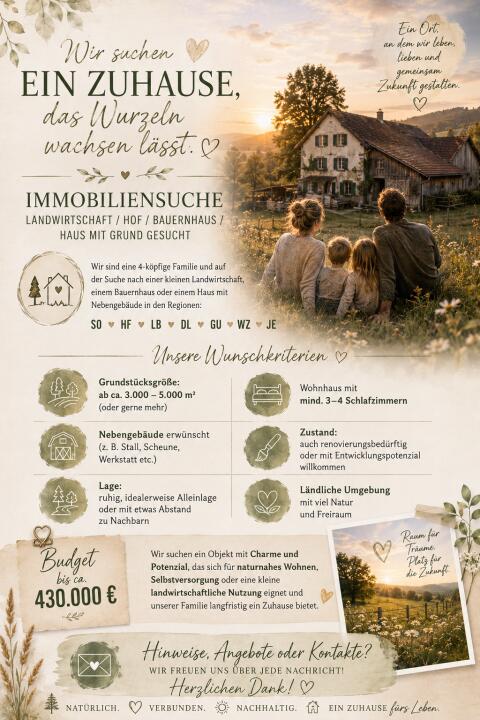 Landwirtschaft, Hof, Bauernhaus, Haus mit Grund gesucht
