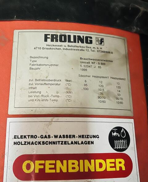 Warmwasserspeicher, Boiler 500 l