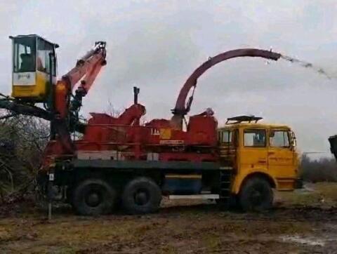 Morbark Holzhacker auf LKW, 200 PS Aufbaumotor, Palfinger Kran