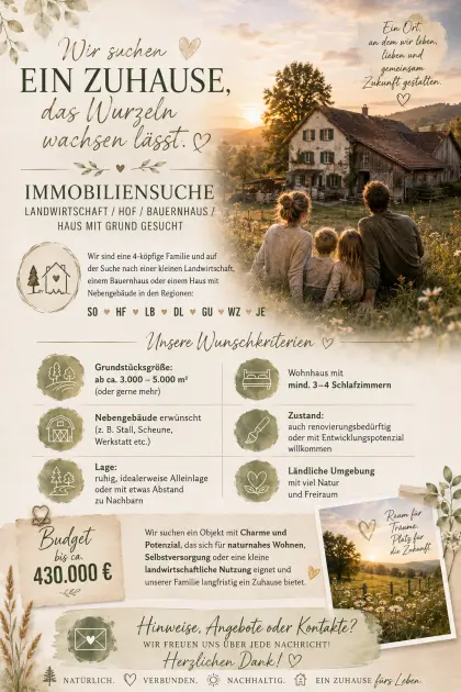 Landwirtschaft, Hof, Bauernhaus, Haus mit Grund gesucht