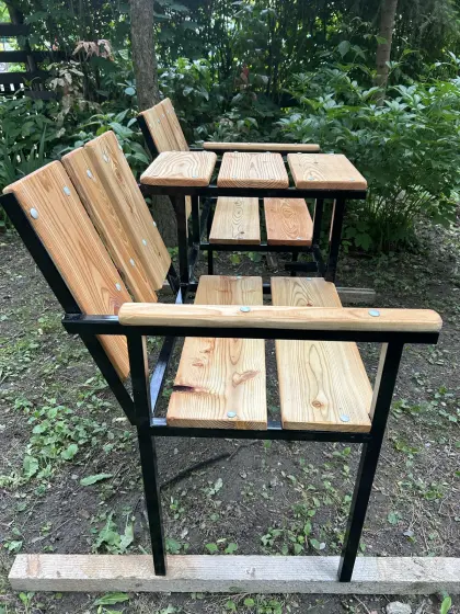 Gartenbank-Sitzgarnitur Massivholz Lärche, Eiche