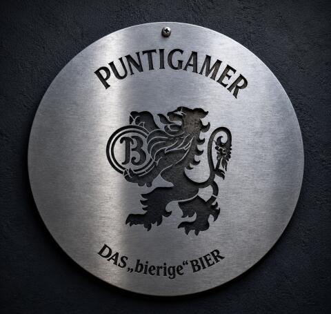 Puntigamer Edelstahl-Wandschild