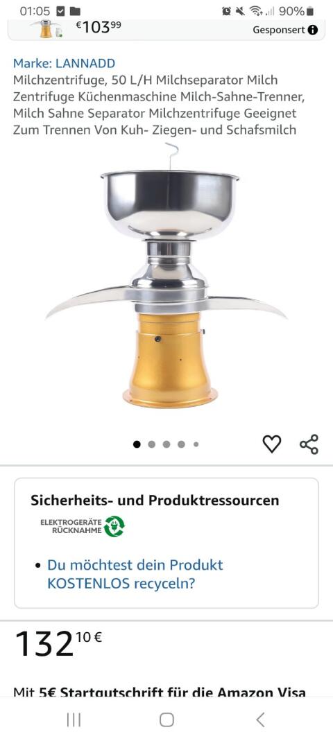 Verkaufe neue Milchzentrifuge