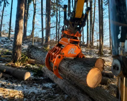 Holzgreifer Baggeranbau Festanbau Holzzange